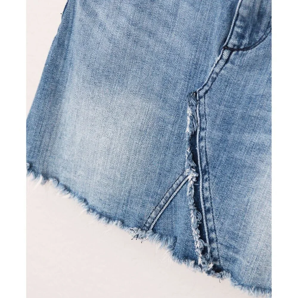 DL1961 Girl's 14 Jenny Overall Denim Skirt Searsy Adjustable Ruffle Straps Blue